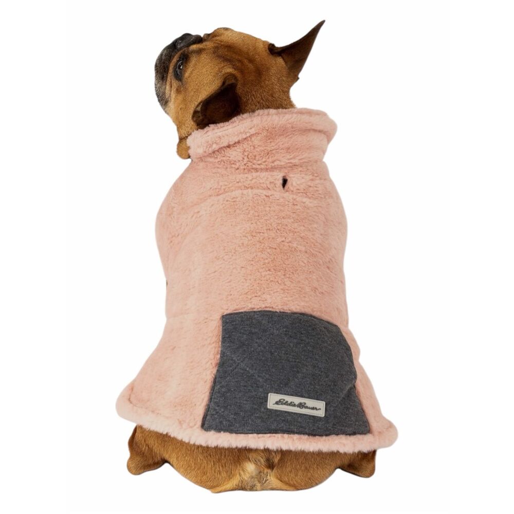 EDDIE BAUER PetRageous Reversible Pink Faux Fur Pet Coat Dog Jacket Large